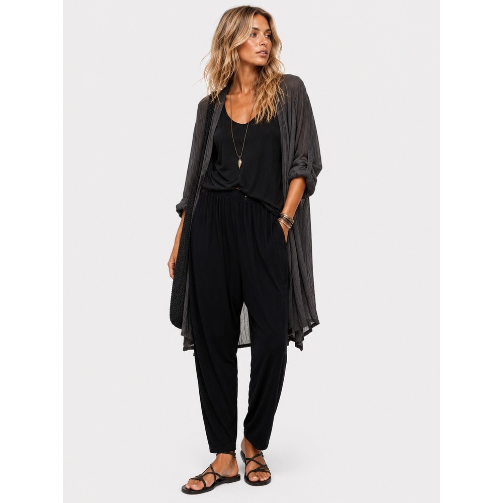Planet by Lauren G Lagenlook Black Relaxed Pants Size 2 M